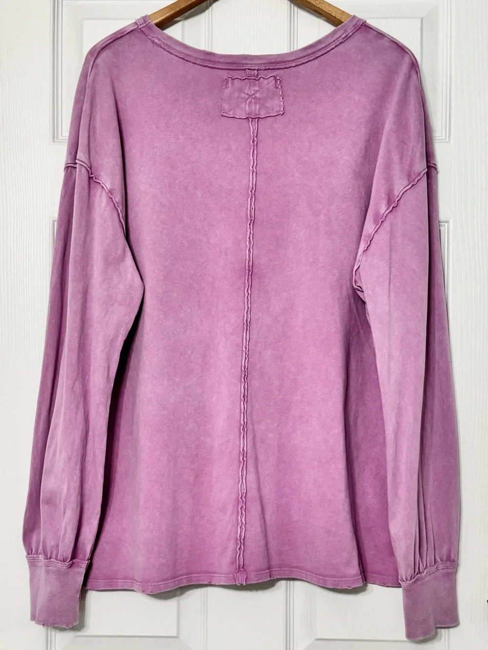 Free People We the Free Fade Into You Tee Cotton Pocket Long Sleeve Purple Pink